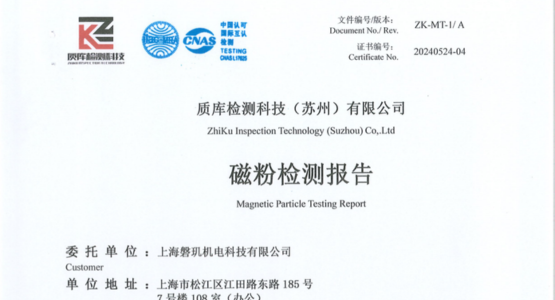 Lift Ring Magnetic Particle Testing Report